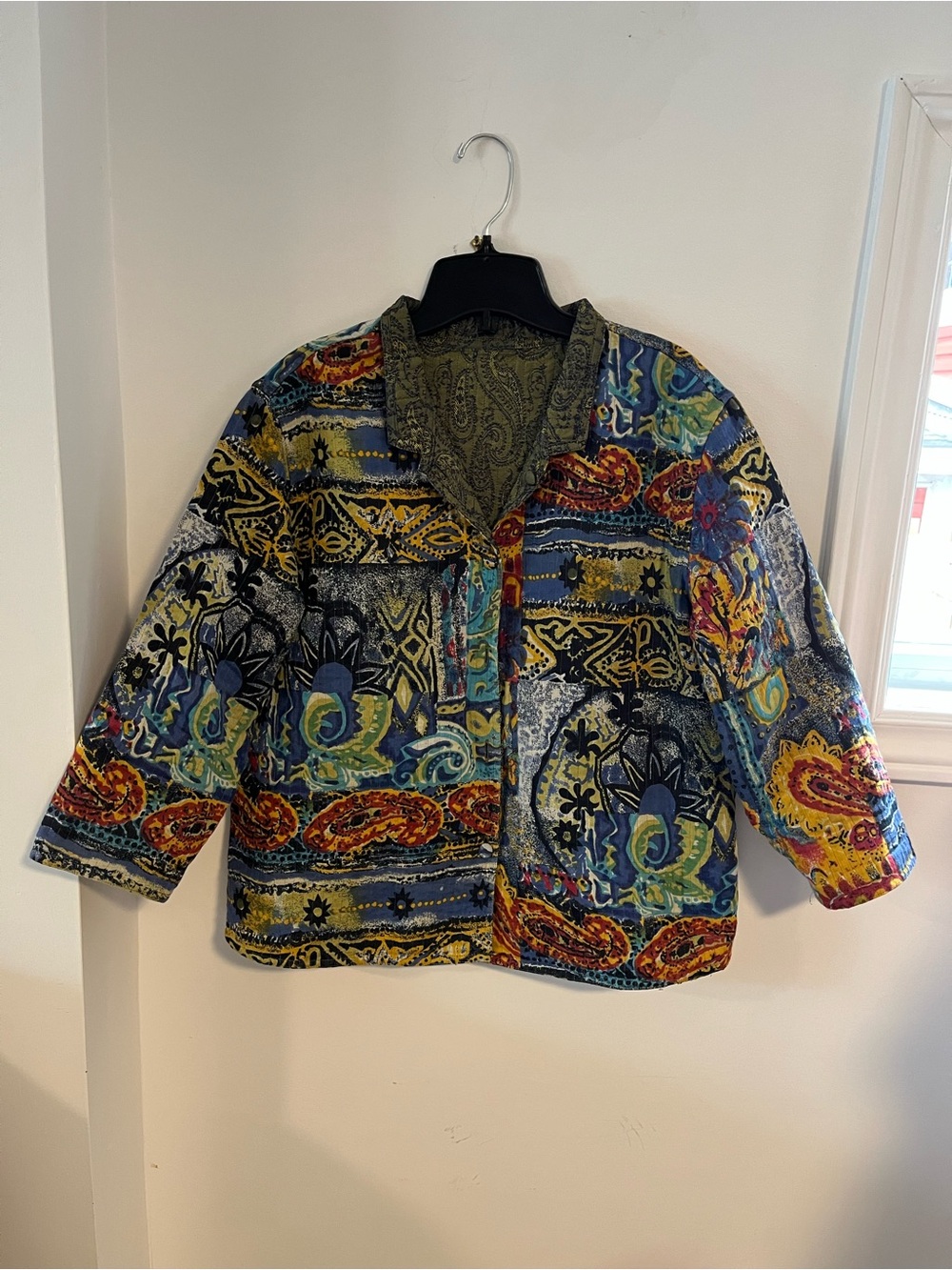 Y2K Bohemian Patchwork Quilted Reversible Multicolor Jacket - Size L